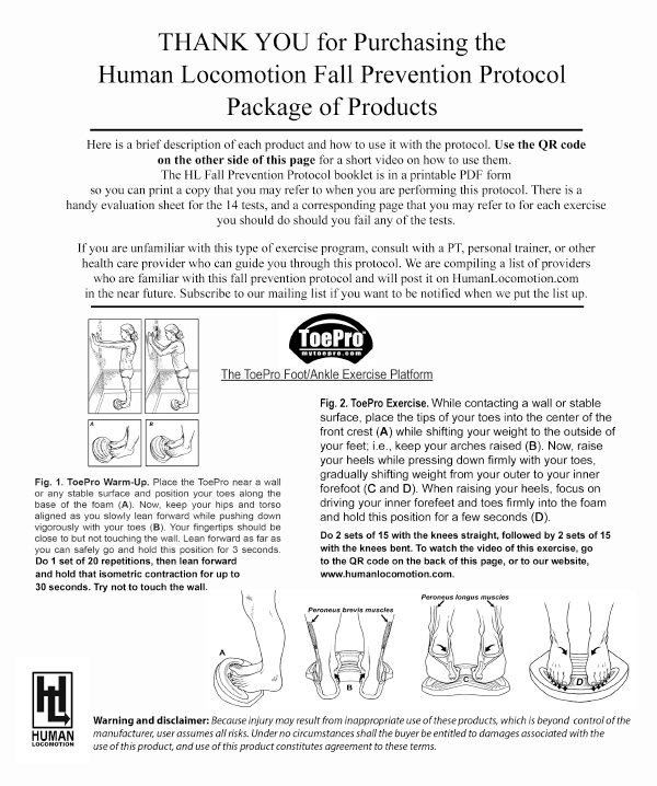 Product Instructions - Human Locomotion