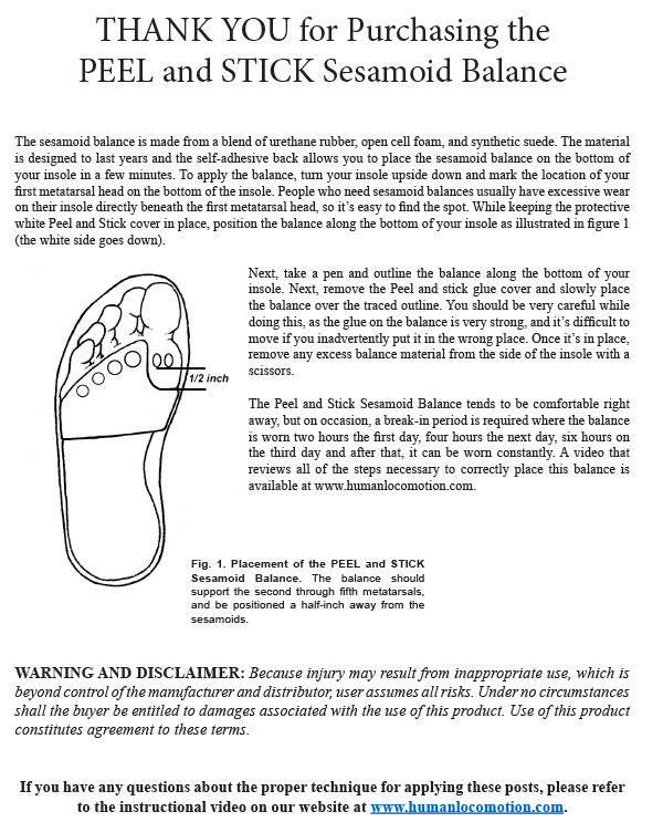Product Instructions - Human Locomotion