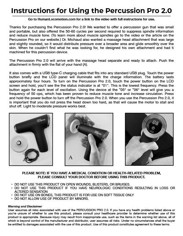 Product Instructions - Human Locomotion